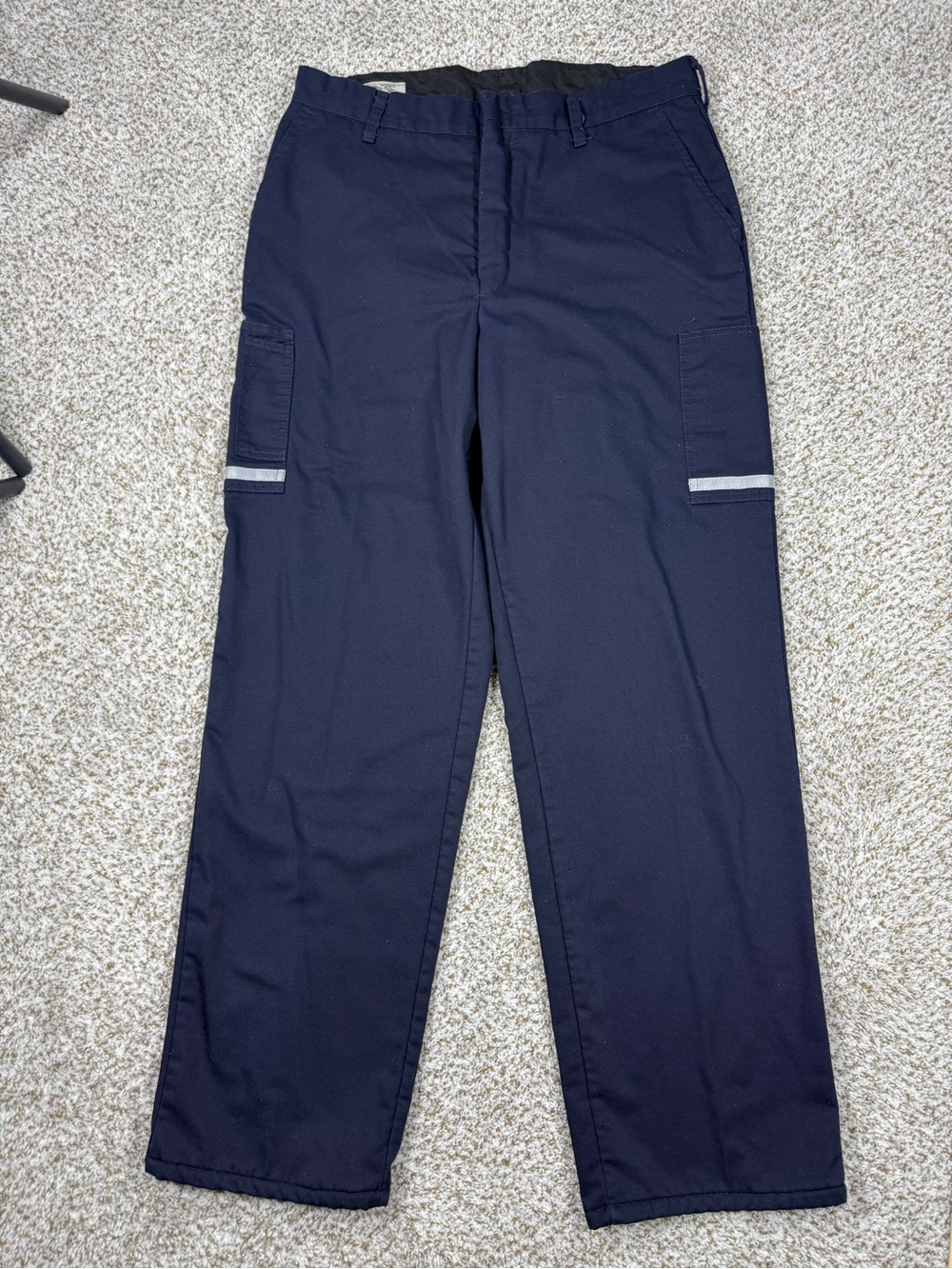 Navy Men's Cargo Pants with Reflective Trim Workwear Fleece Lined 34x32